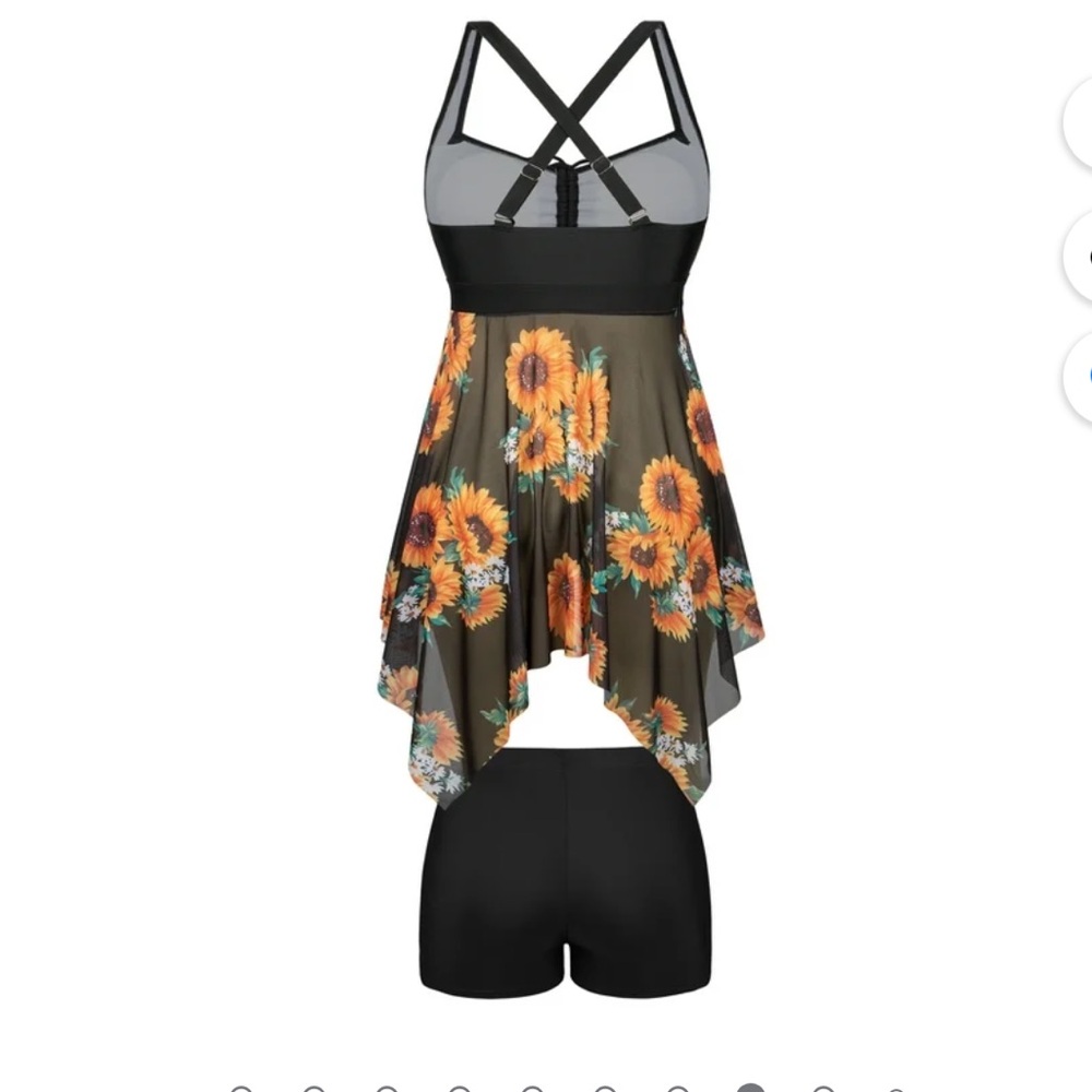 Plus Size Tankini Tummy Control with Boyshorts Swimdress - Picture 6 of 9